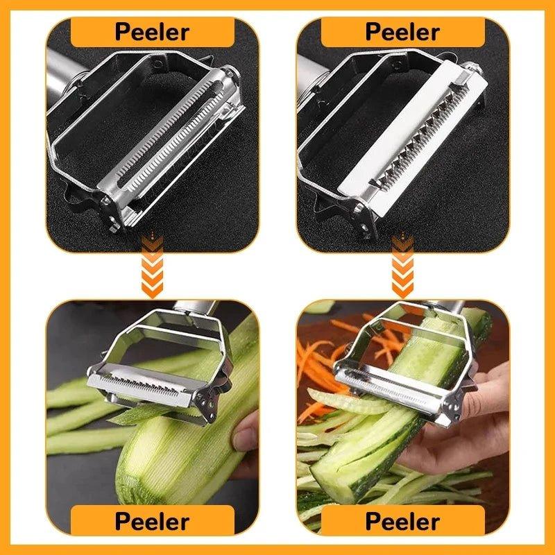 4 in 1 Stainless Steel Multifunctional Vegetable & Fruit Peeler with Slicer - My Store