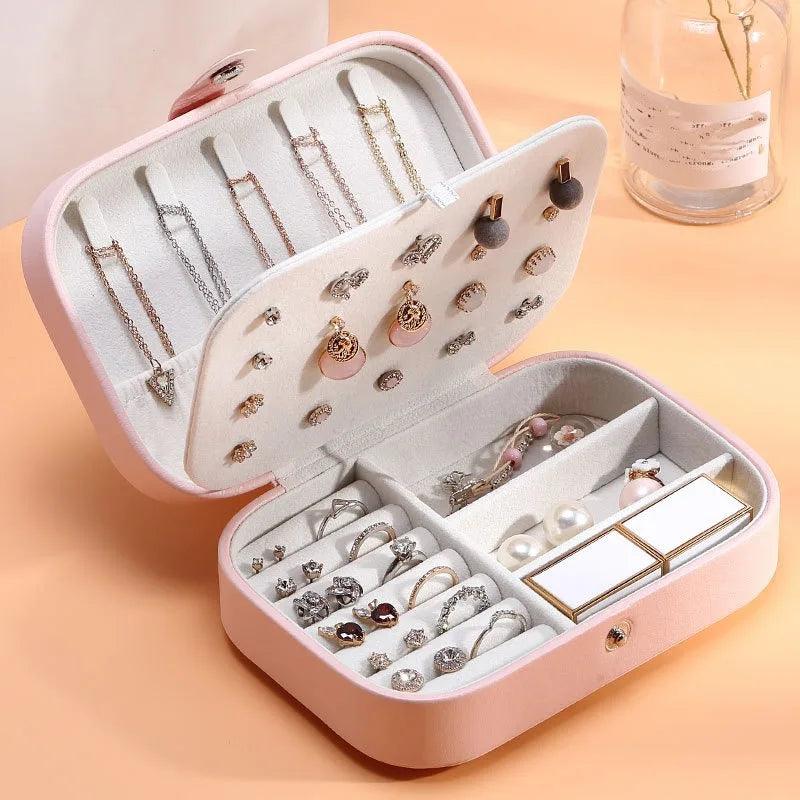 Portable Leather Jewelry Organizer with Zipper for Travel - My Store