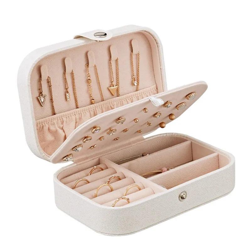 Portable Leather Jewelry Organizer with Zipper for Travel - My Store