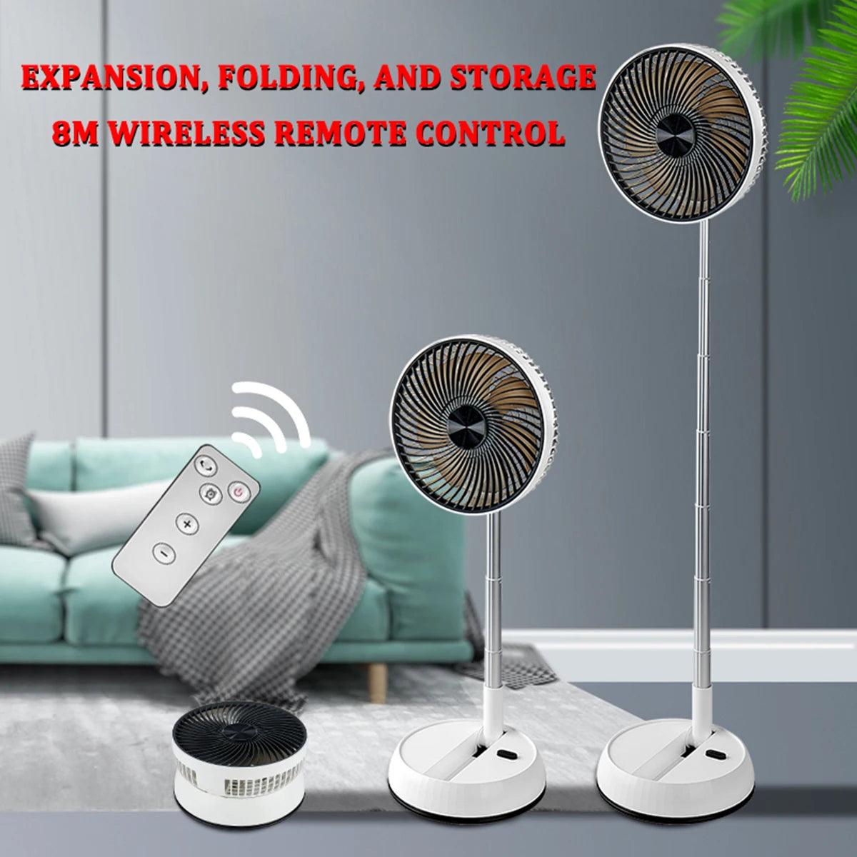 Portable Folding 6000mAh Rechargeable Fan with Remote Control & USB - My Store