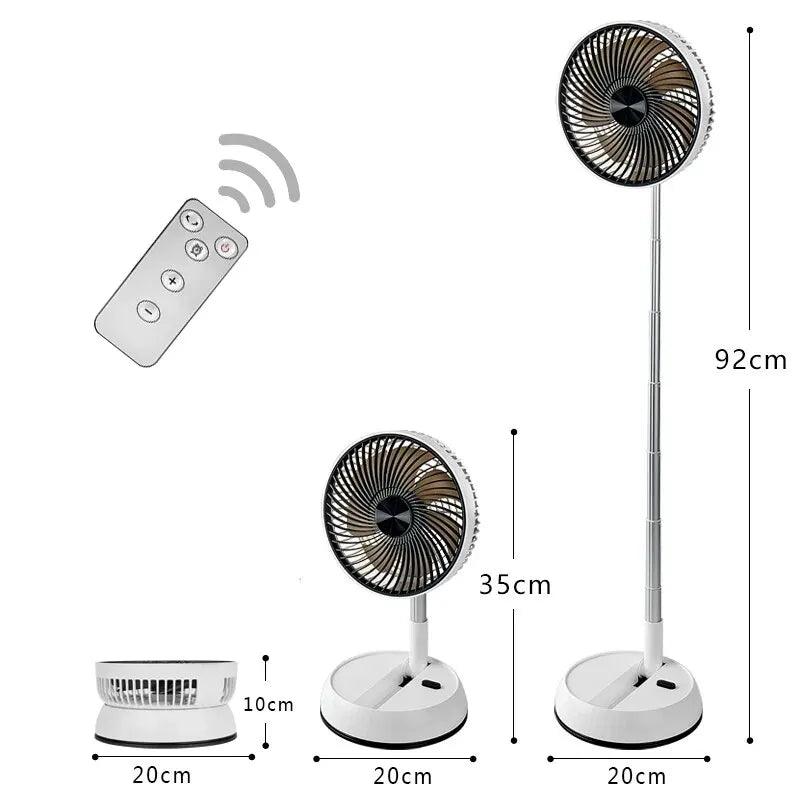 Portable Folding 6000mAh Rechargeable Fan with Remote Control & USB - My Store