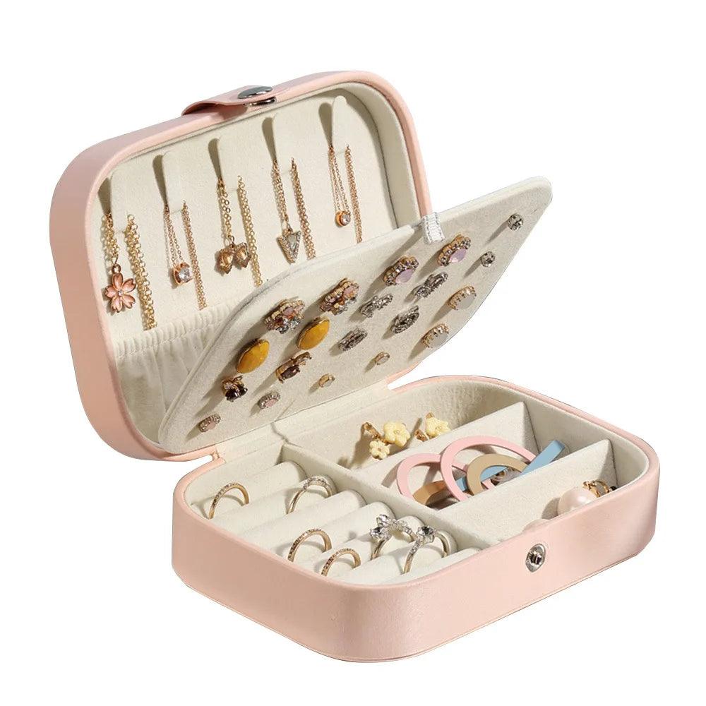Portable Leather Jewelry Organizer with Zipper for Travel - My Store