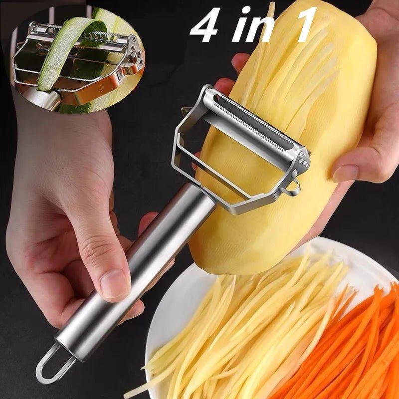 4 in 1 Stainless Steel Multifunctional Vegetable & Fruit Peeler with Slicer - My Store