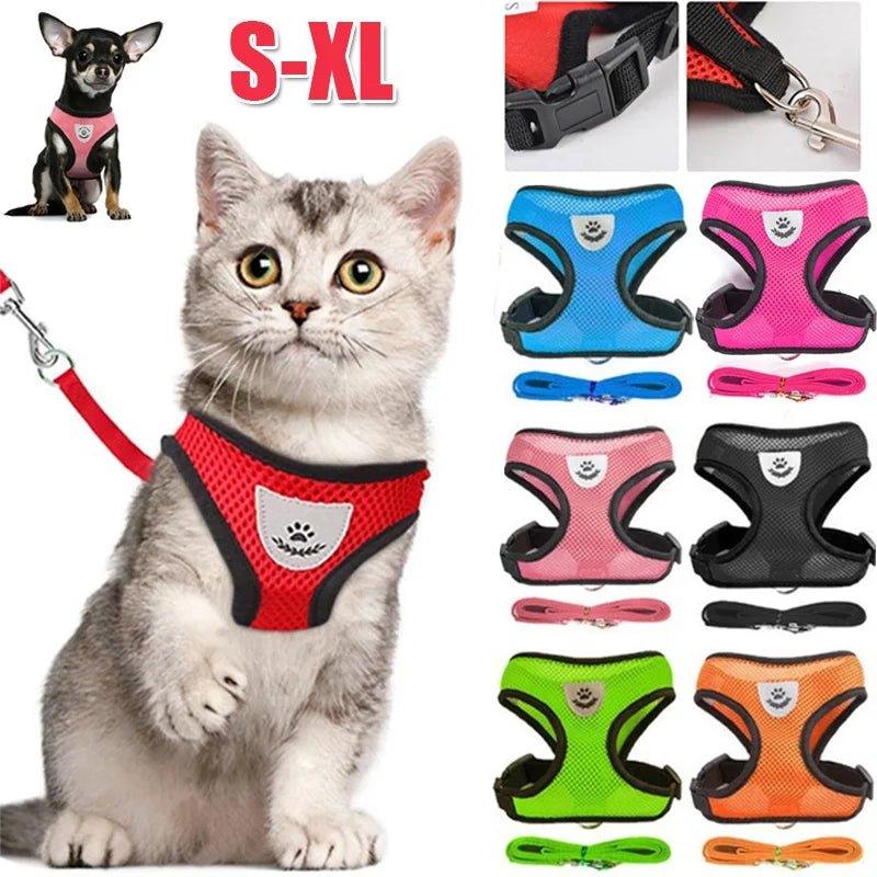 Adjustable Reflective Mesh Harness with Leash for Small Dogs & Cats - My Store